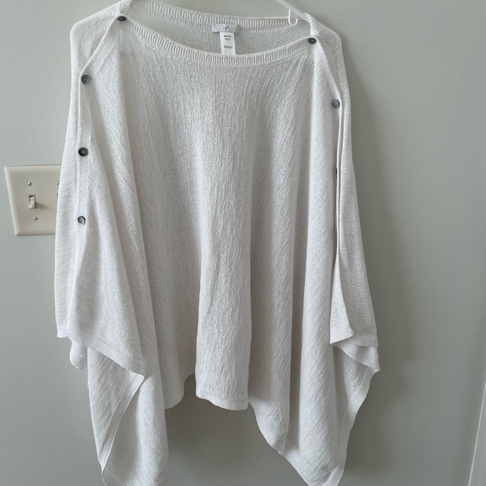 J Jill white knit sweater poncho type. One size fits all. New without tags.